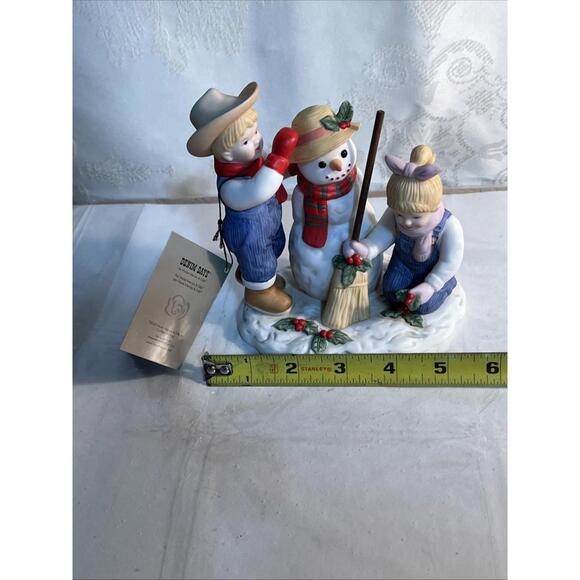 2003 Homco Home Interiors Denim Days Holiday Time Snowman Figurine 56072 - Picture 6 of 9